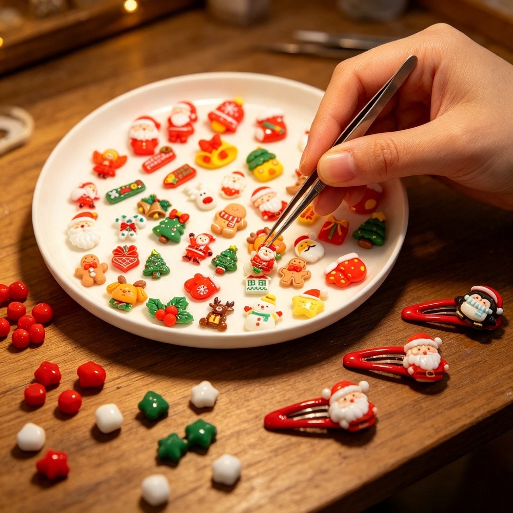 Phone Cases With Charms - Christmas Cartoon Resin Charms, Mini Flatback