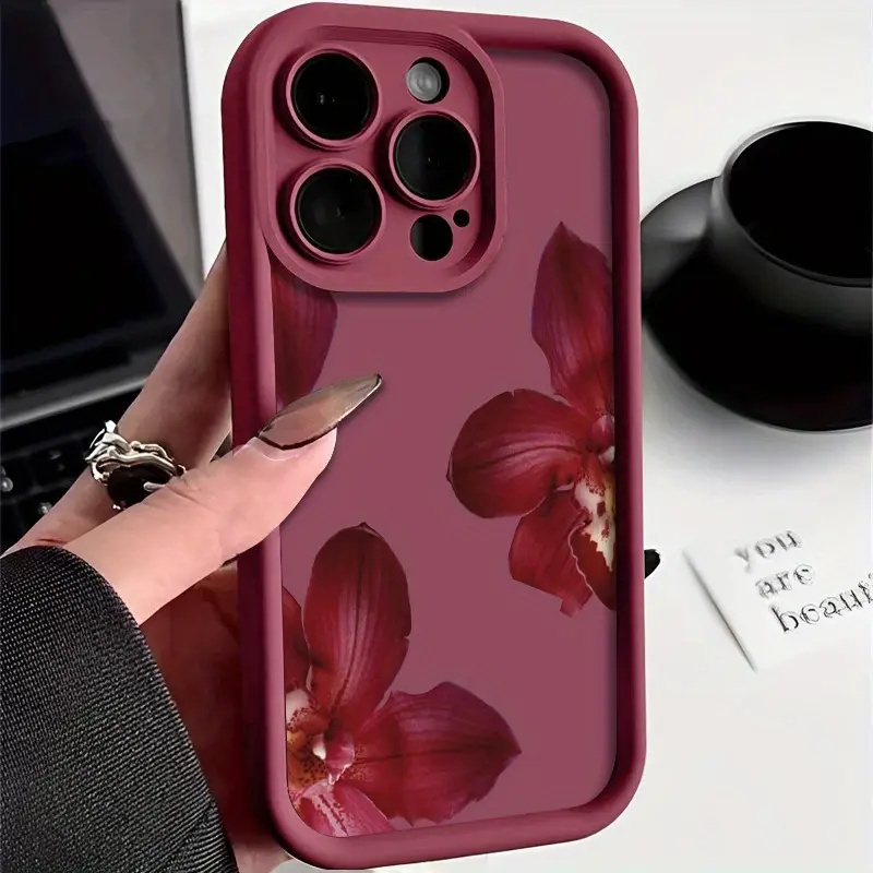 Phone Cases Online - Wine Red Orchid Flower Pattern Phone