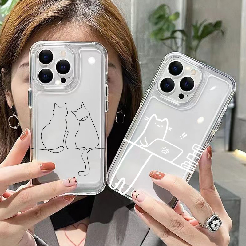 Cute Line Cat Anti-drop Phone  - Phone Cases Xiaomi 14T ulasan dan harga