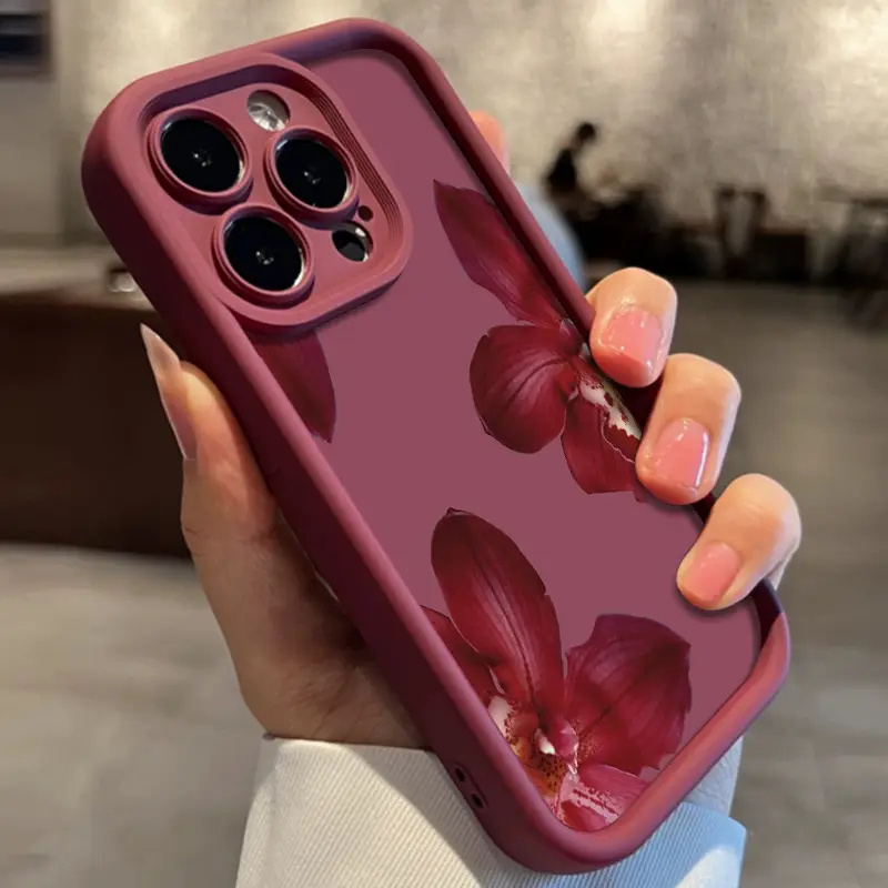 Wine Red Orchid Flower Pattern - Phone Cases Online ulasan dan harga