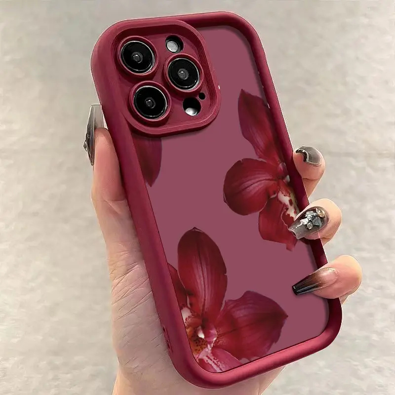 Wine Red Orchid Flower Pattern - Phone Cases Online ulasan dan harga